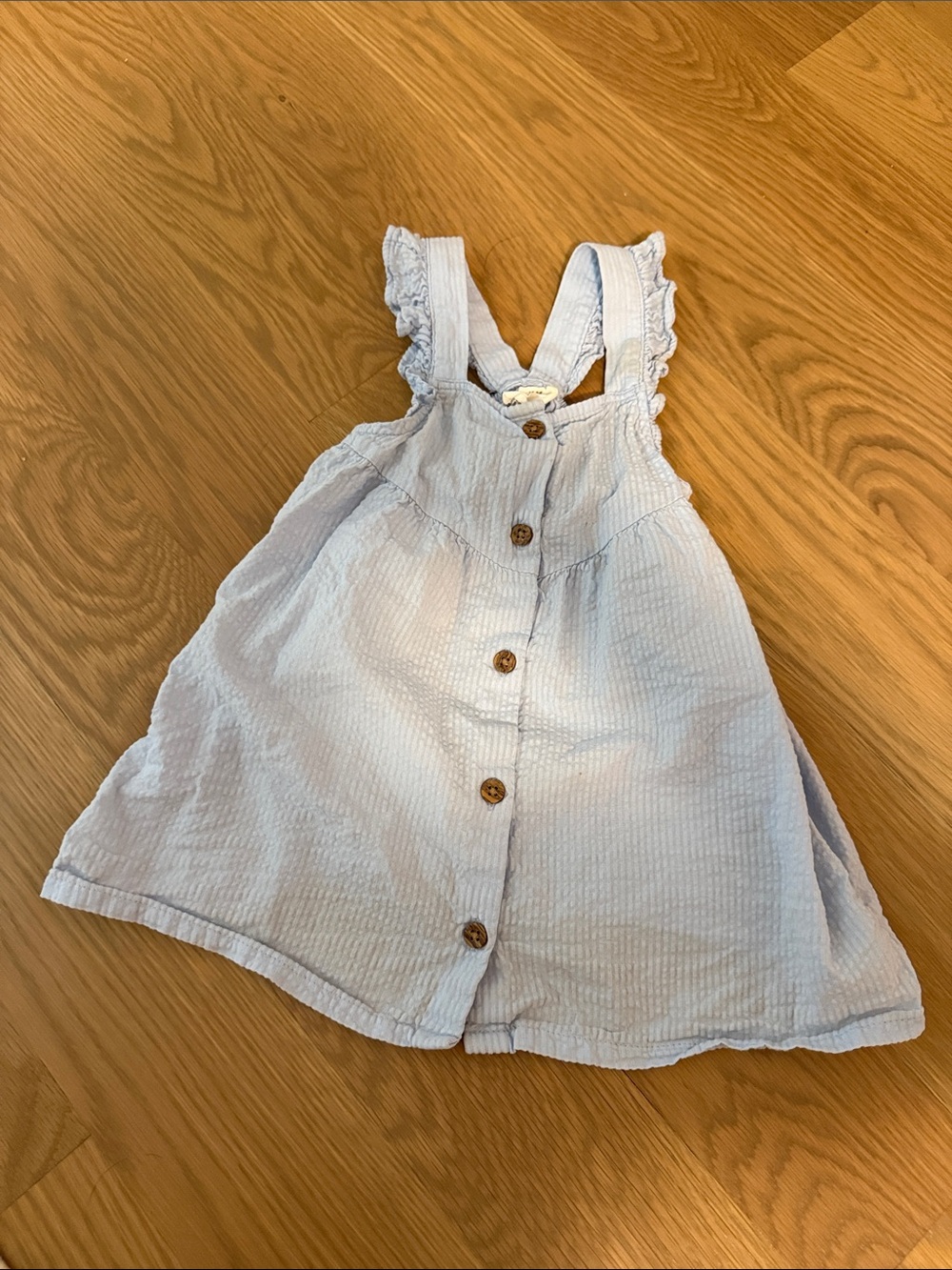 H&M Light Blue Ruffle Strap Button-Front Dress 12M